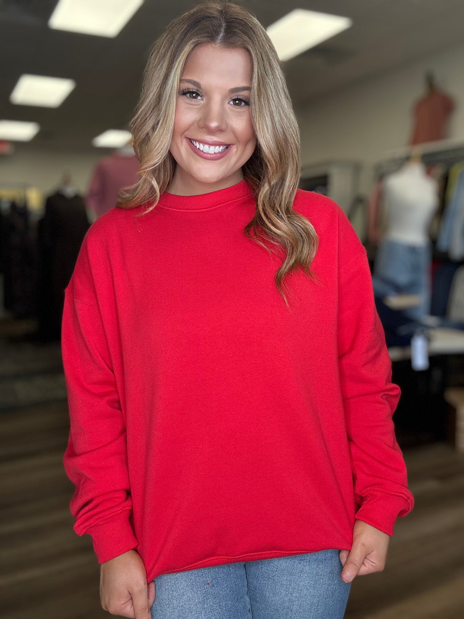 Round Neck Crew Ruby - B3 Boutique, LLC