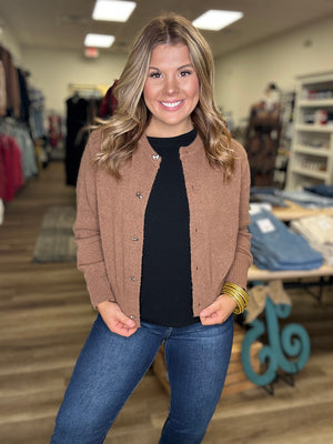 Knitted Cardigan W/Bow Buttons