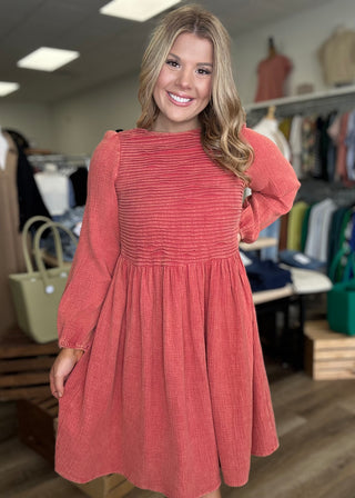 Rust Midi Dress - B3 Boutique, LLC