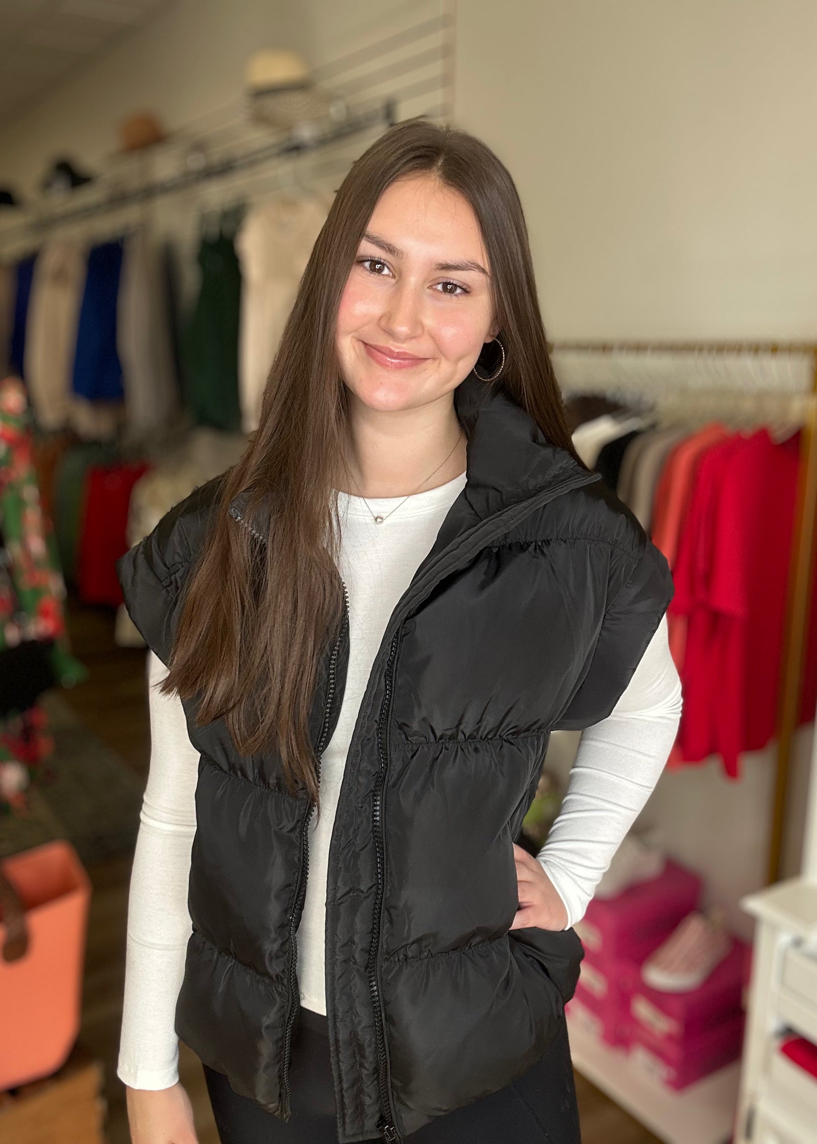 Black Puffer Vest - B3 Boutique, LLC