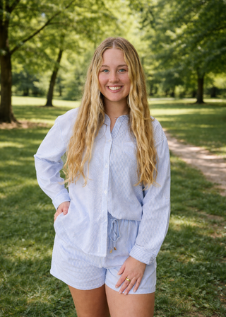 Blue Pinstripe Shirt - B3 Boutique, LLC