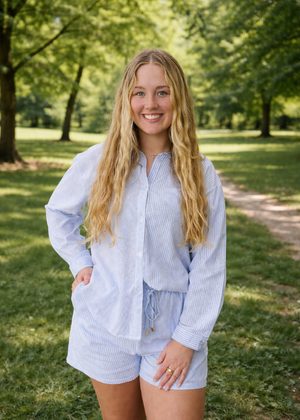 Blue Pinstripe Shirt - B3 Boutique, LLC