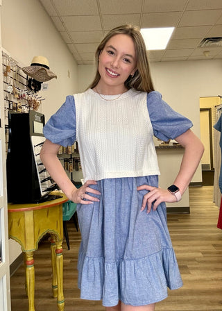 Short Sleeve Denim Dress - B3 Boutique, LLC