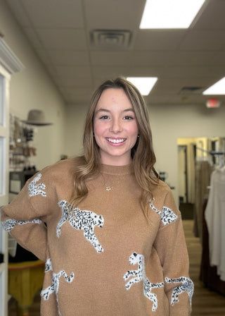 Camel Crew Neck Sweater - B3 Boutique, LLC