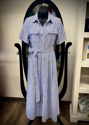 Navy and White Stripe Shirt Dress