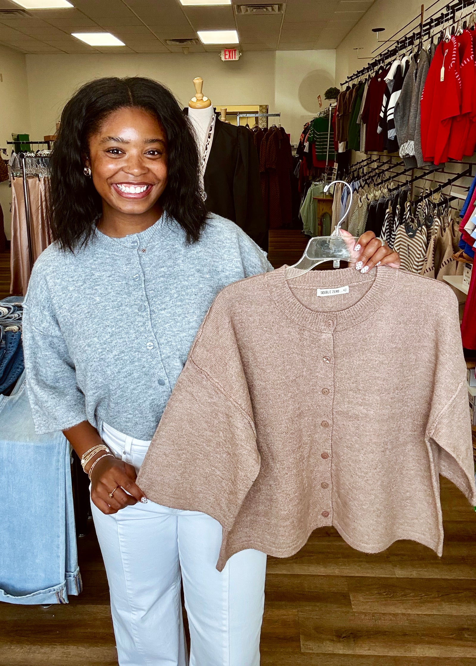 Dark Taupe Short Sleeve Cardi
