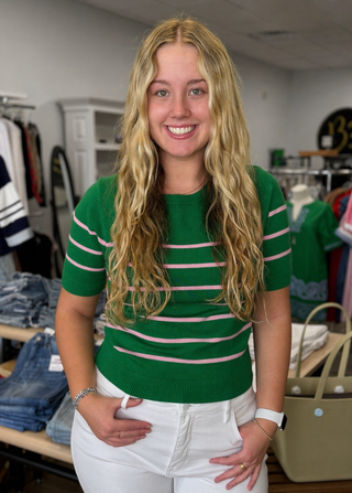 Round Neck Stripe Sweater - B3 Boutique, LLC