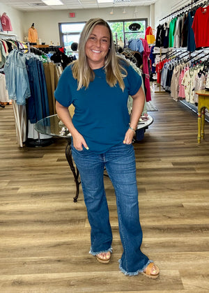 Teal Round Neck Top