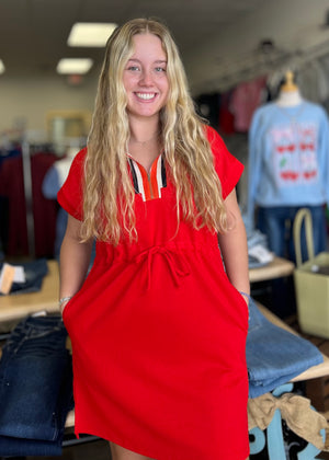 Red Casual Pullover Dress - B3 Boutique, LLC