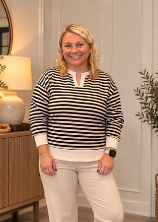 Black and Oatmeal Stripe Knit