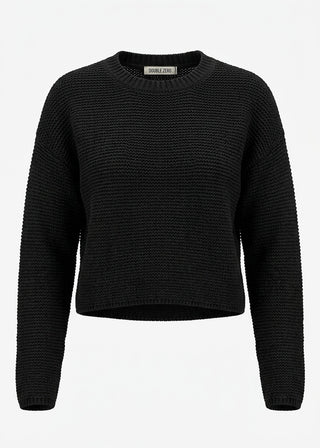 Black Textured Knit Sweater