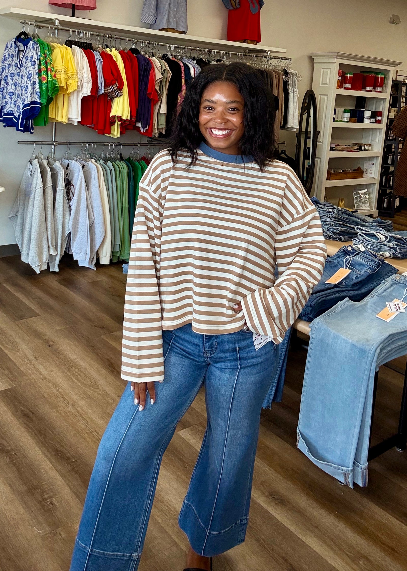 Tan Color Block Top