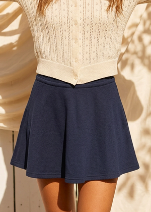 Navy Cotton Skort