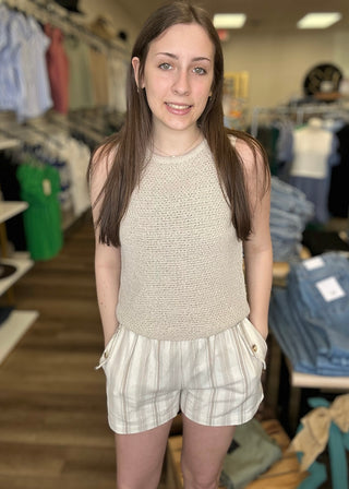Soft Taupe Stripe Shorts - B3 Boutique, LLC