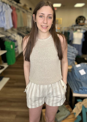 Soft Taupe Stripe Shorts