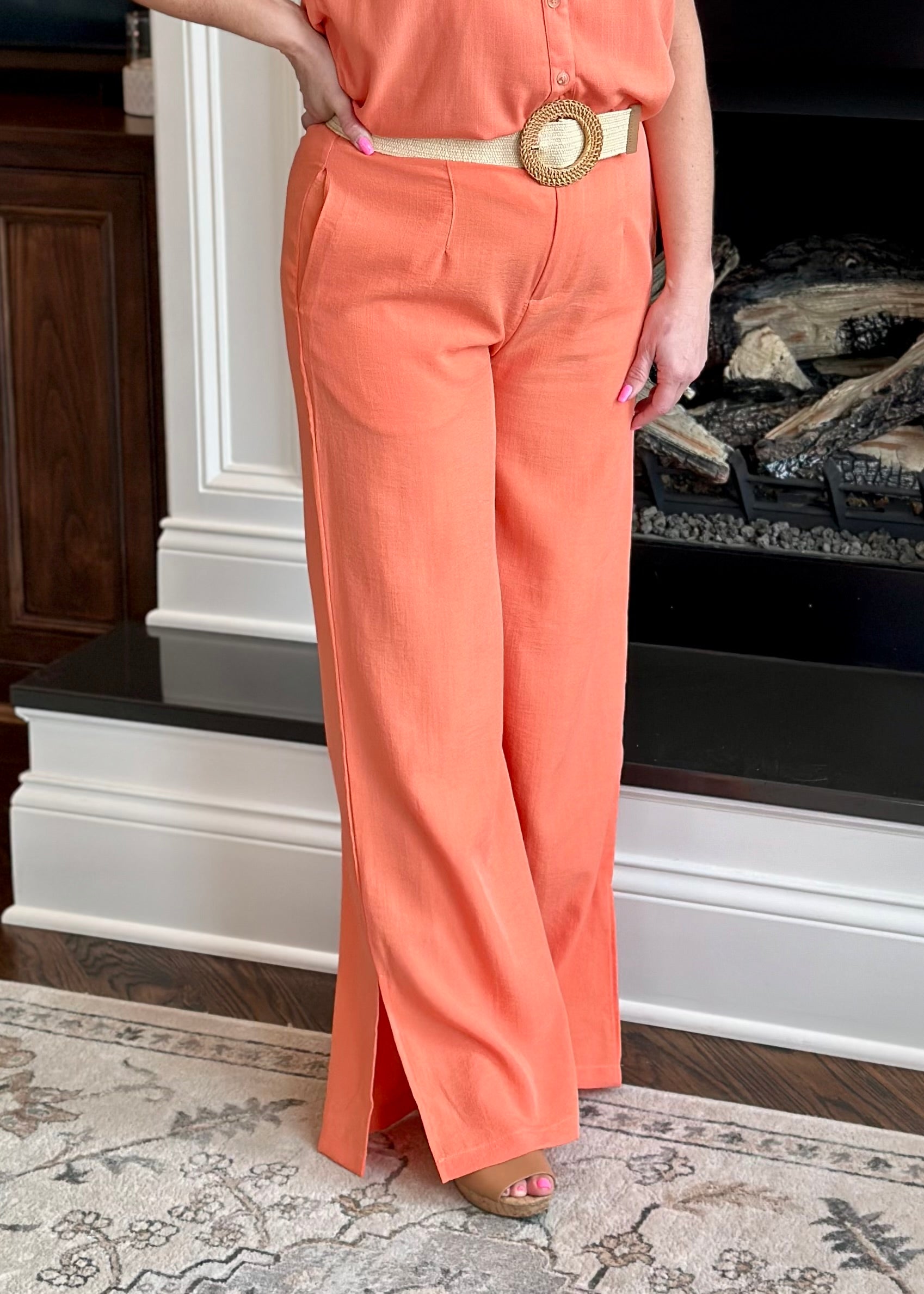 Orange Woven Pants