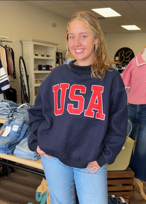 USA Reversible Mock Neck Sweatshirt - B3 Boutique, LLC