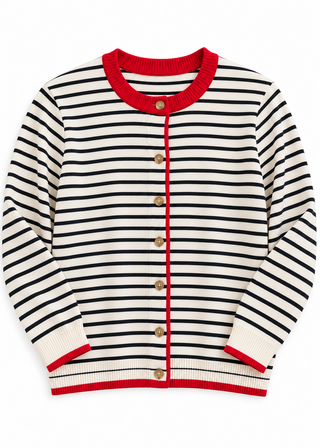 Ivory and Red Cardigan