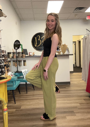 Linen Look Woven Pants - B3 Boutique, LLC