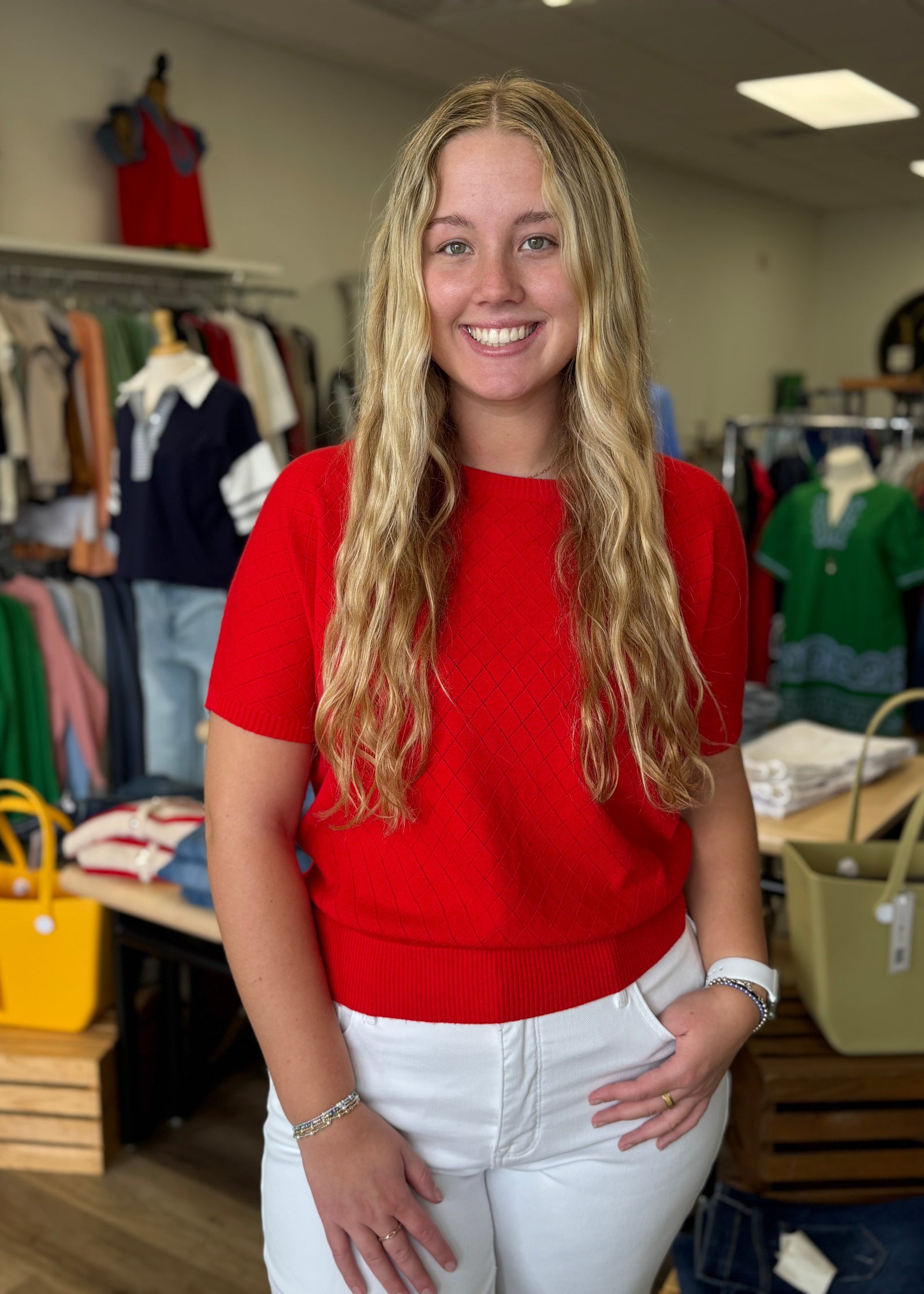Argyle Red Sweater - B3 Boutique, LLC