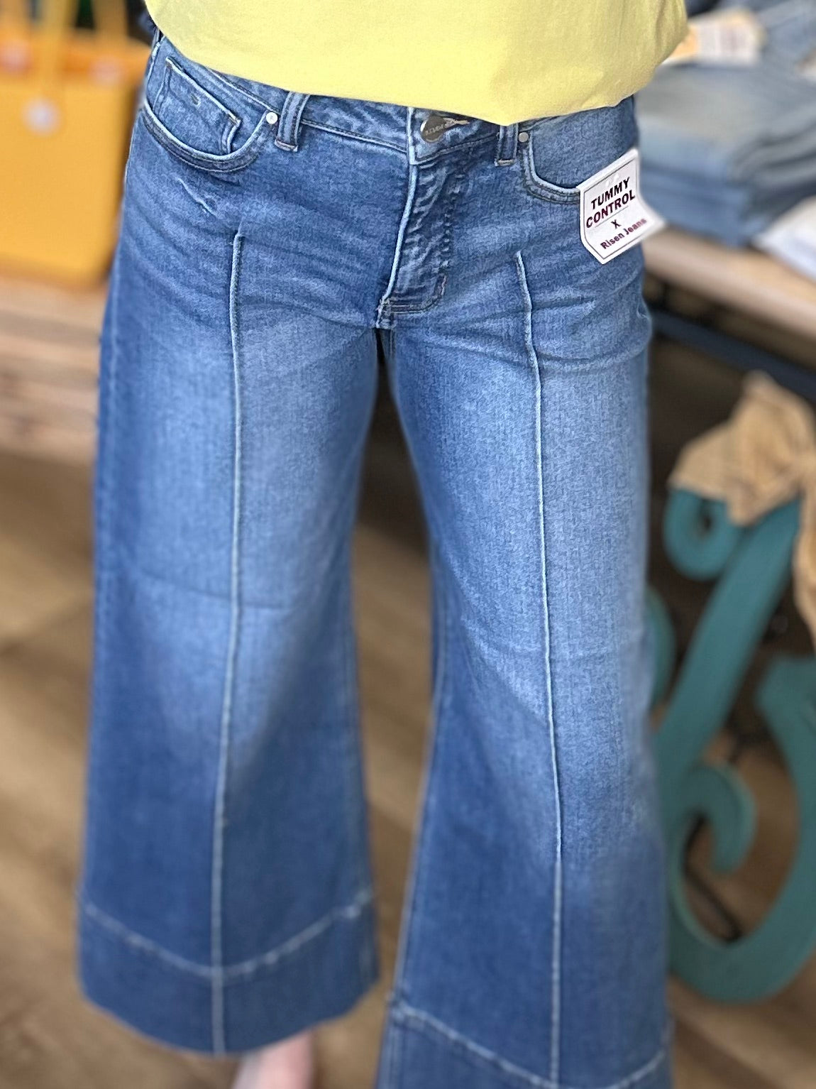 Risen MId Rise Wide Pintuck jeans - B3 Boutique, LLC