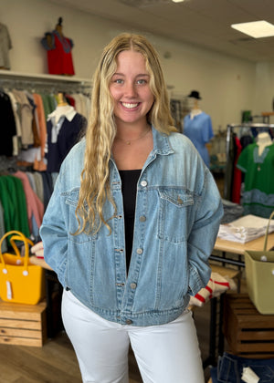 Risen Oversized Denim jacket - B3 Boutique, LLC