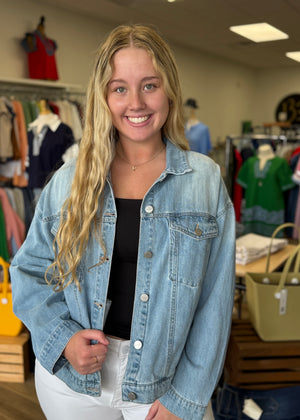 Risen Oversized Denim jacket - B3 Boutique, LLC