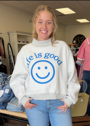 Reversible Graphic Mock Neck Sweatshirt - B3 Boutique, LLC