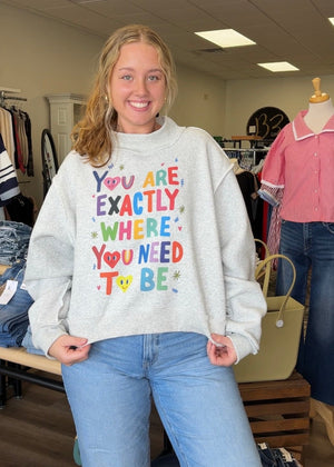 Reversible Graphic Mock Neck Sweatshirt - B3 Boutique, LLC