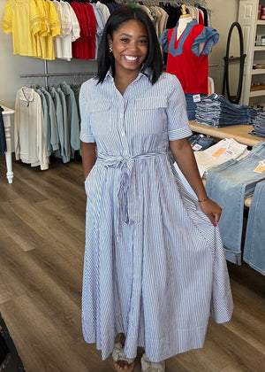 Navy and White Stripe Shirt Dress