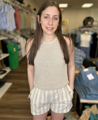 Soft Taupe Stripe Shorts - B3 Boutique, LLC