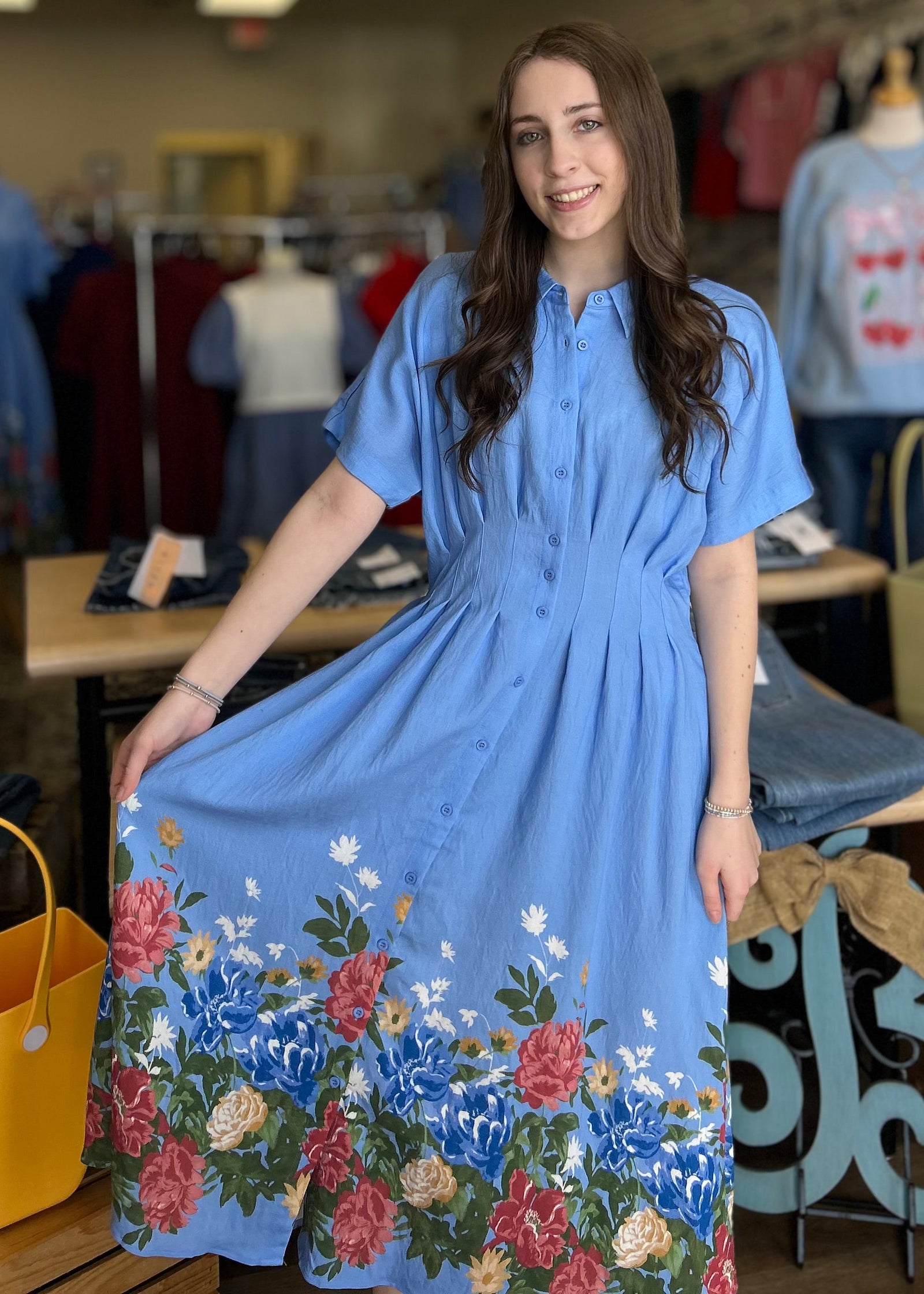 Michele Solid/ Floral Dress - B3 Boutique, LLC