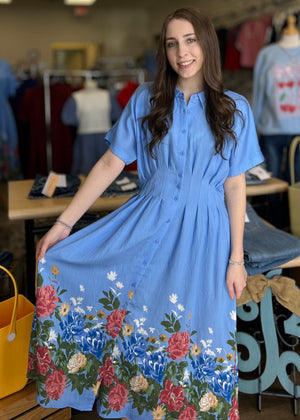 Michele Solid/ Floral Dress - B3 Boutique, LLC