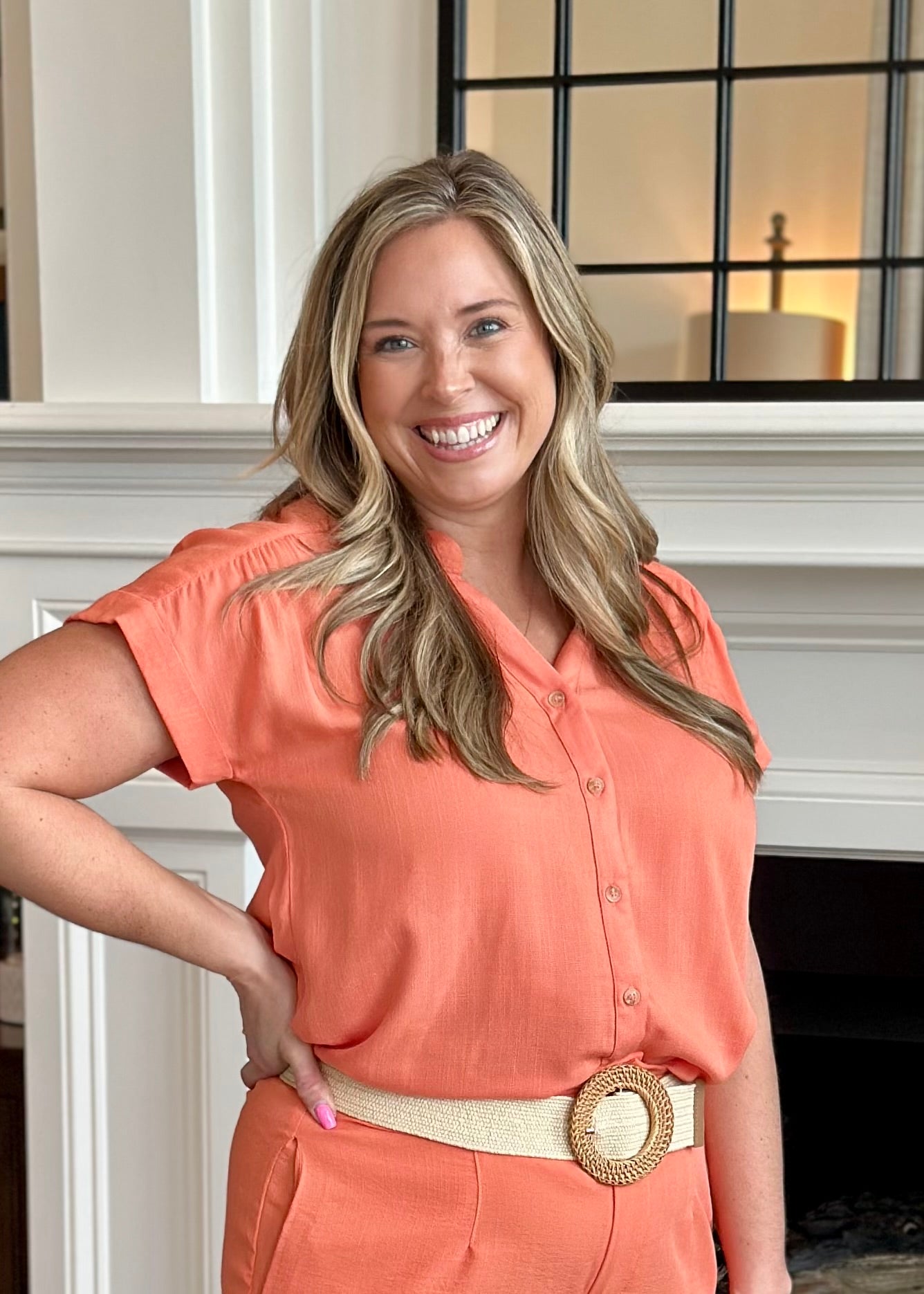 Rolled Sleeve Button Down Top - B3 Boutique, LLC