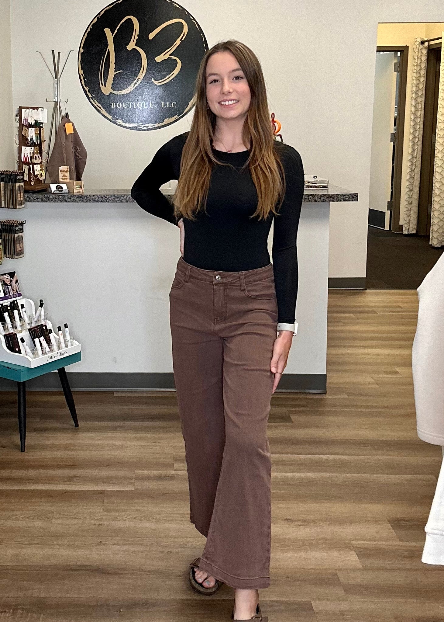 Wide Leg Chocolate Brown Jeans - B3 Boutique, LLC