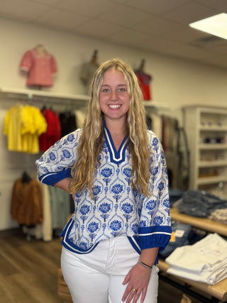 Royal Blue & White Top - B3 Boutique, LLC