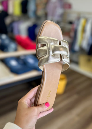 The Flint Gold Strap Sandal - B3 Boutique, LLC