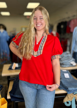 Tomato Red S/S Top - B3 Boutique, LLC