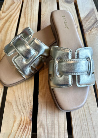The Flint Gold Strap Sandal - B3 Boutique, LLC