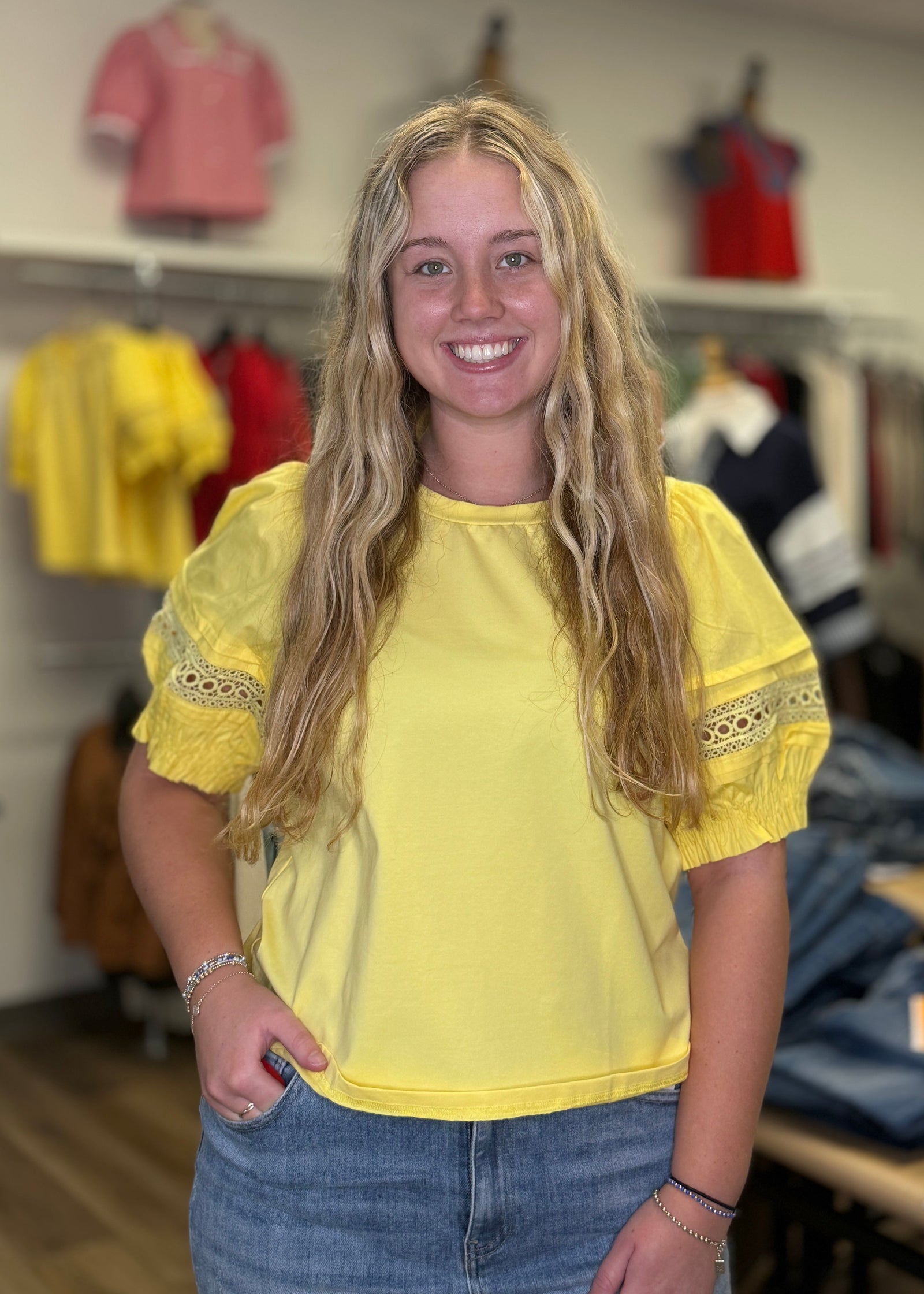Short Sleeve Yellow Top - B3 Boutique, LLC