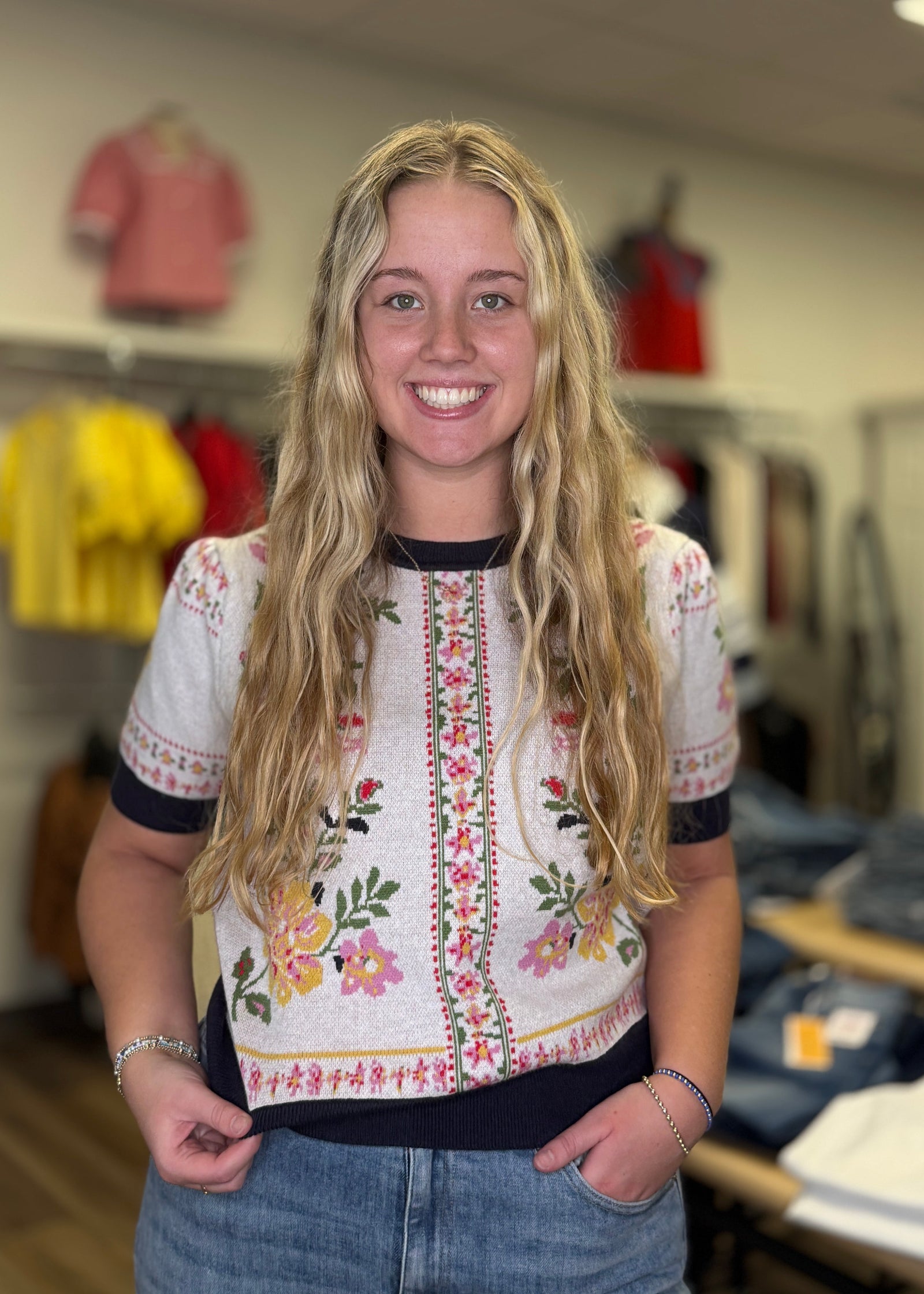 Off White Multi Floral Sweater - B3 Boutique, LLC