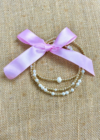 VENICE Gold Filled & Pearls Beaded Bracelets Stack - B3 Boutique, LLC