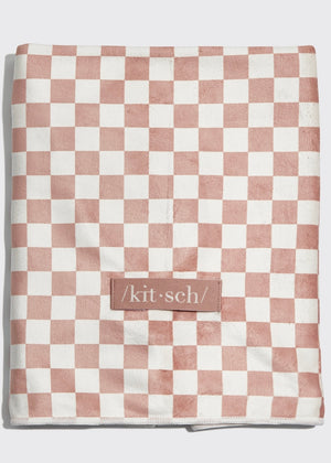 Extra Large Quick-Dry Hair Towel Wrap- Terracotta Checker - B3 Boutique, LLC