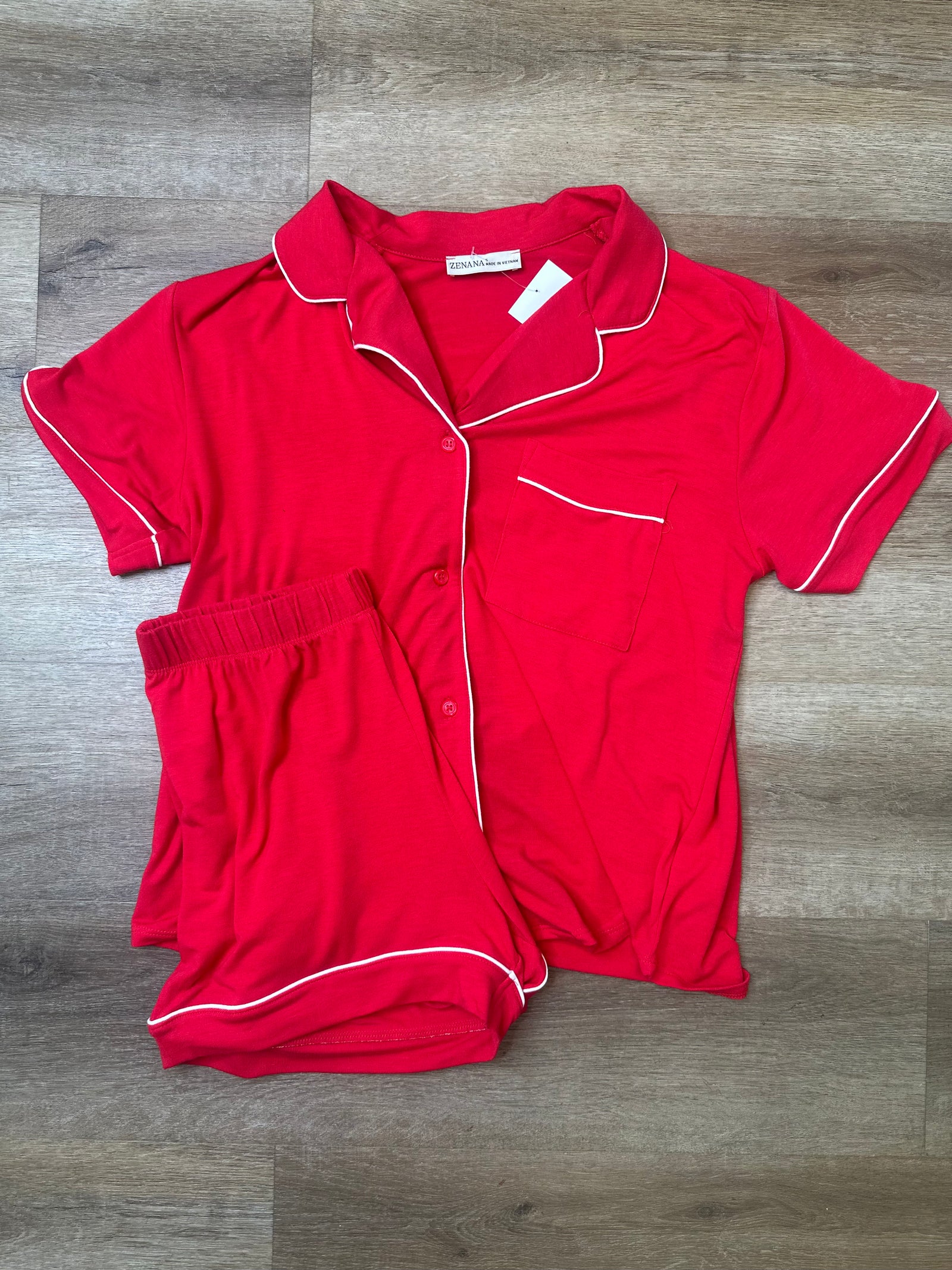 Short Sleeve 2-Piece Pajama Set Ruby - B3 Boutique, LLC