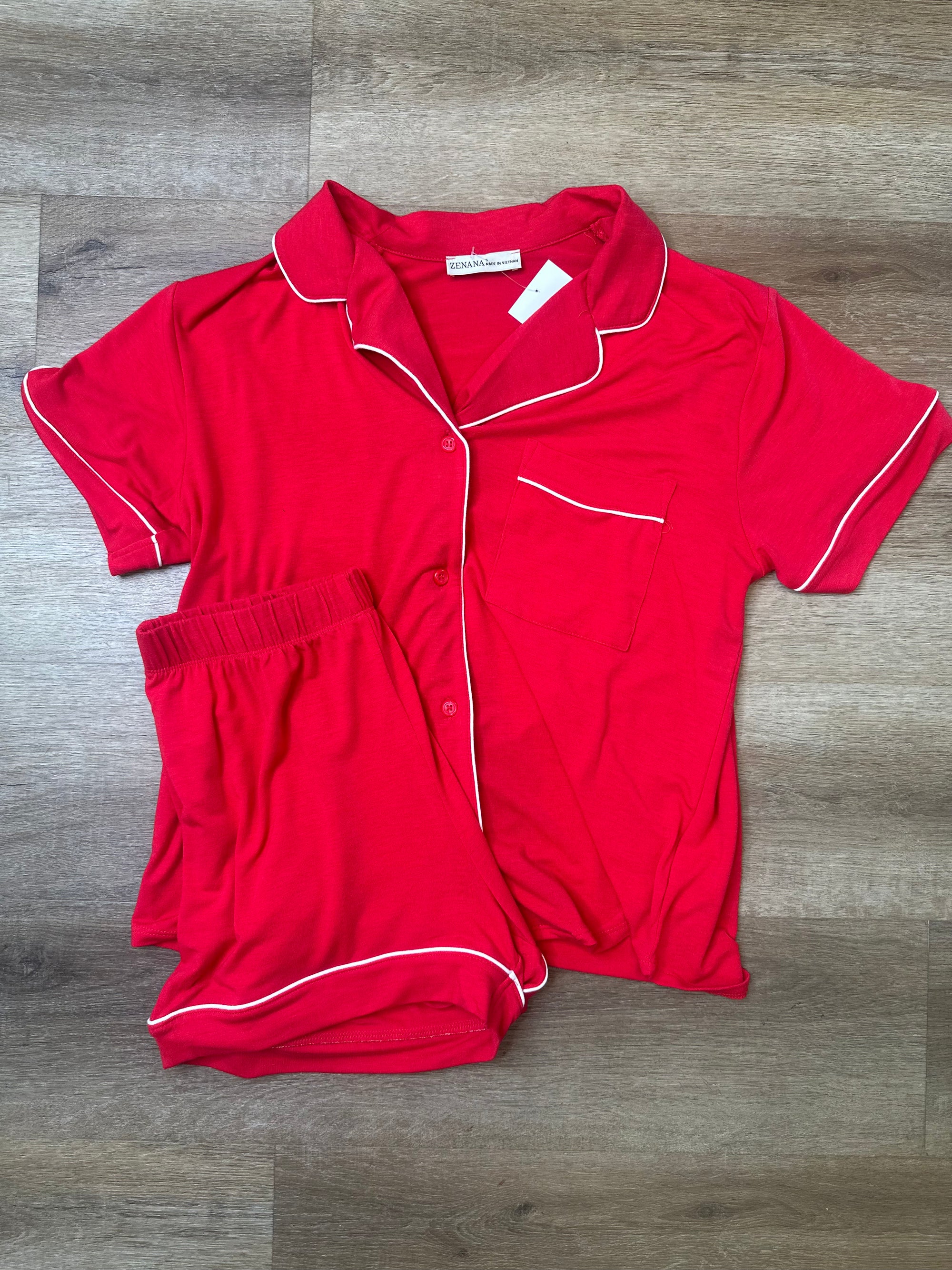 Short Sleeve 2-Piece Pajama Set Ruby - B3 Boutique, LLC