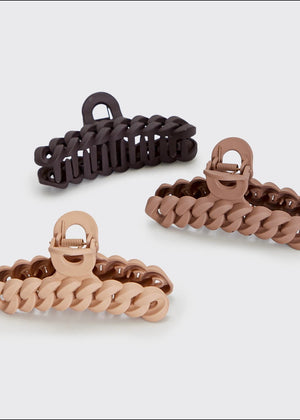 Eco-Friendly Chain Claw Clip 3pc Set - Neutral - B3 Boutique, LLC