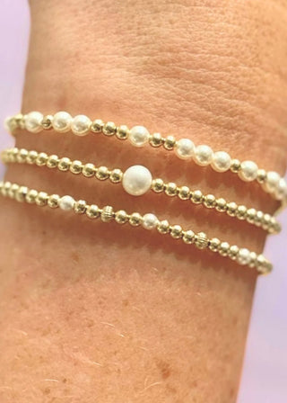 VENICE Gold Filled & Pearls Beaded Bracelets Stack - B3 Boutique, LLC