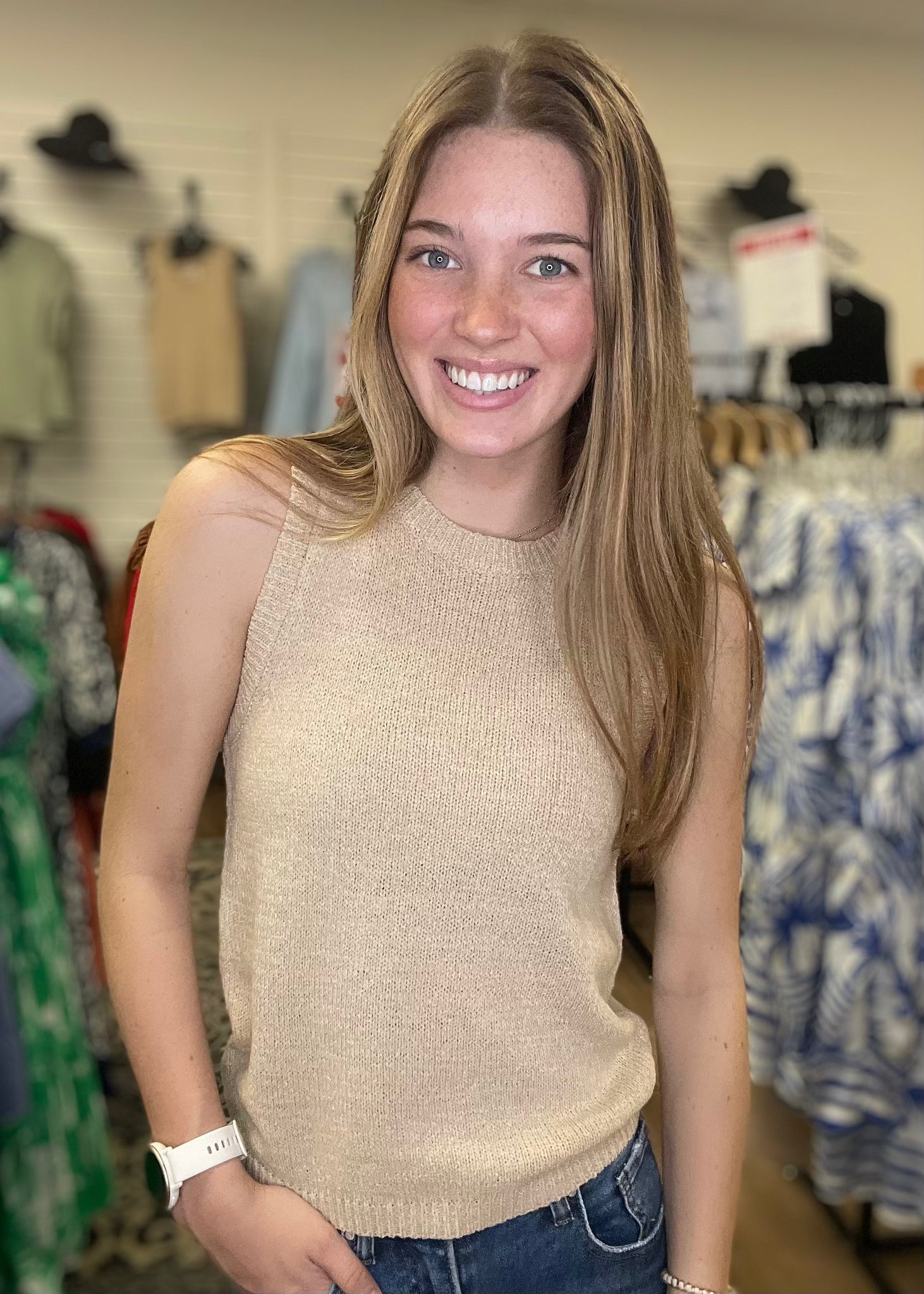 Crew Neck Sleeveless Knit Pullover - B3 Boutique, LLC