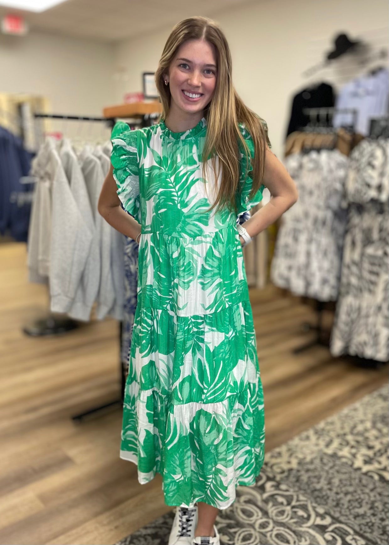 Green Tropical Tiered dress - B3 Boutique, LLC