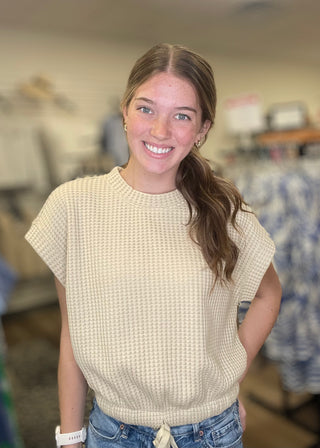 Cotton Waffle Wheat Top - B3 Boutique, LLC